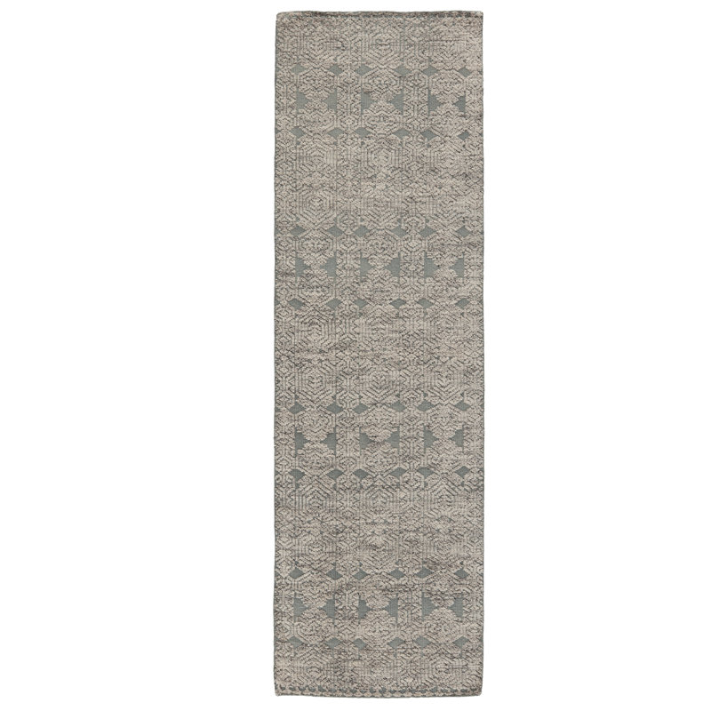 Hand Knotted Wool Area Rug in Gray, Rectangle 6' x 9'
