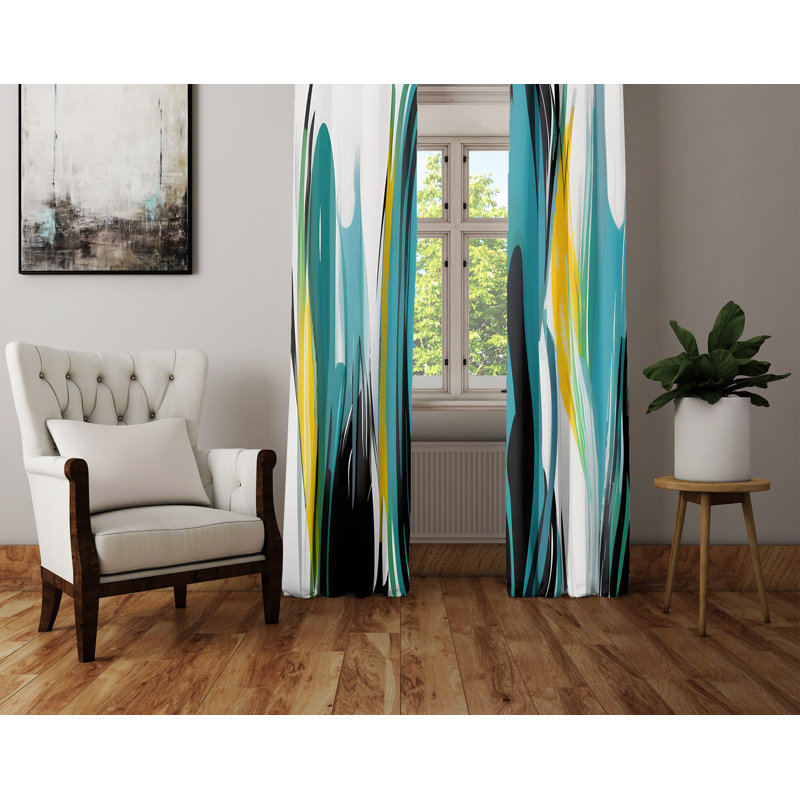 Danyla Semi Sheer Curtain Pair, 40" W x 52" L