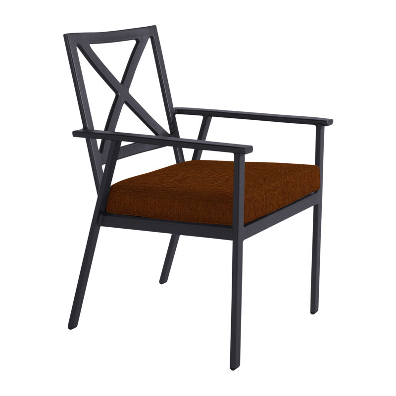 Marin Outdoor Dining Armchair, Graphite, Flagship Stone Sunbrella®