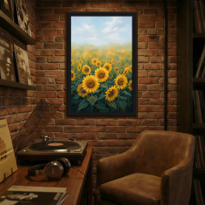 Plantes et fleurs, champ de tournesols sous un ciel bleu