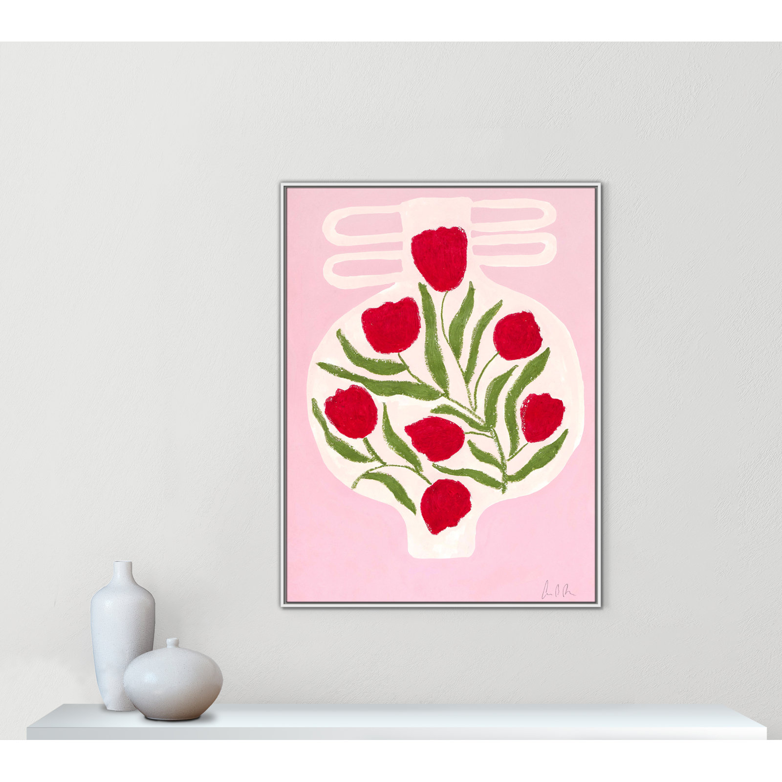 Vase No. 02 Print by Camilla Bergqvist, 49.5" H x 37.5" W, White