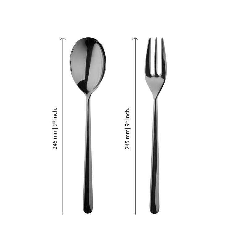 Ensemble de service (fourchette et cuillère) Linea, Or noir