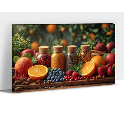 Adriany Colorful Fruit Spice Still Life Poster Prints Vintage Picture Painting Framed Artwork for Dining Room Kitchen Wall Decor Ready to Hang Canvas Print 12x16 to 36x48 Inches, 12×18 Inches
