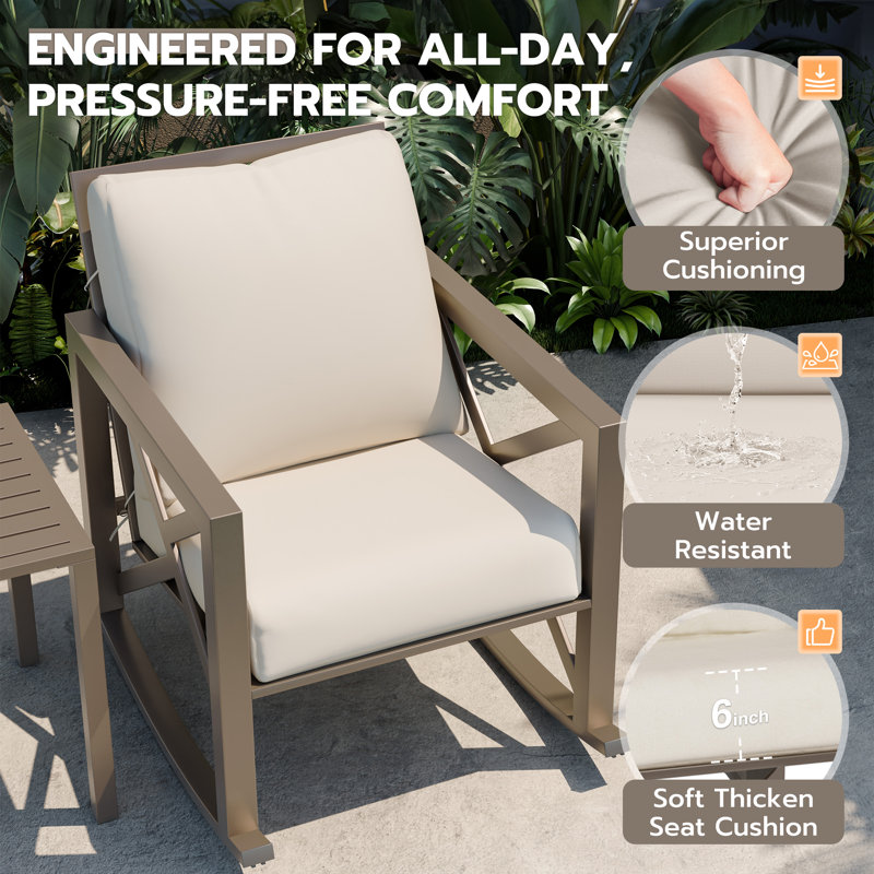3 Piece Outdoor Patio Seating Set, Cream