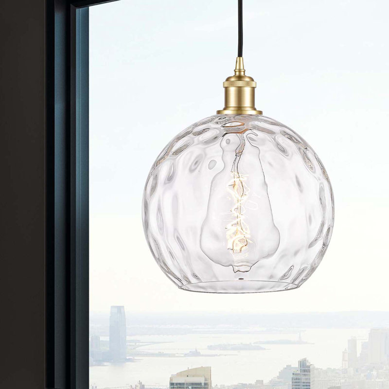 Luminaire suspendu sphère 1 lumière Roxane, H 13 po x l 10 po x P 10 po, Ampoule non incluse, Or satiné