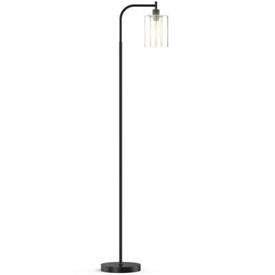 Rogan Modern Standing Tall Industrial Arched/Arc Floor Lamp with Glass Shade and 2 Bulbs Included