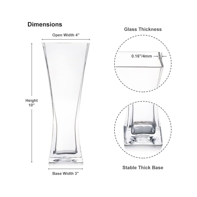 Jaiceon Glass Table Vase, 8" H x 4" W x 4" D
