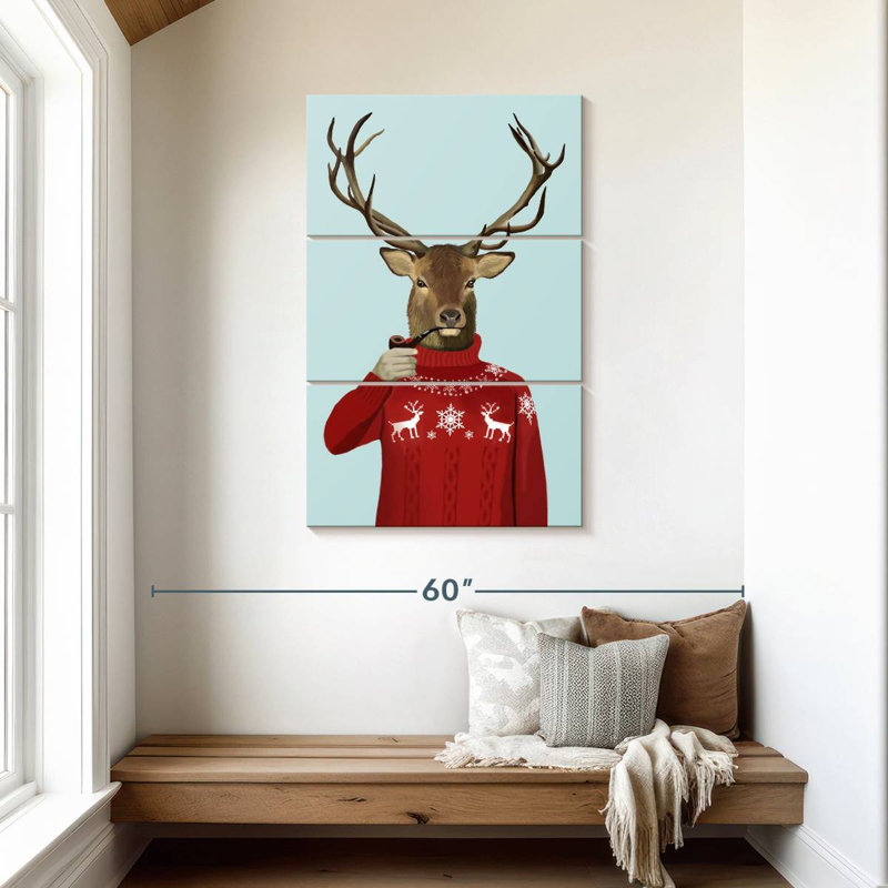 Brampt Deer In Ski Sweater, 45" H x 28" W