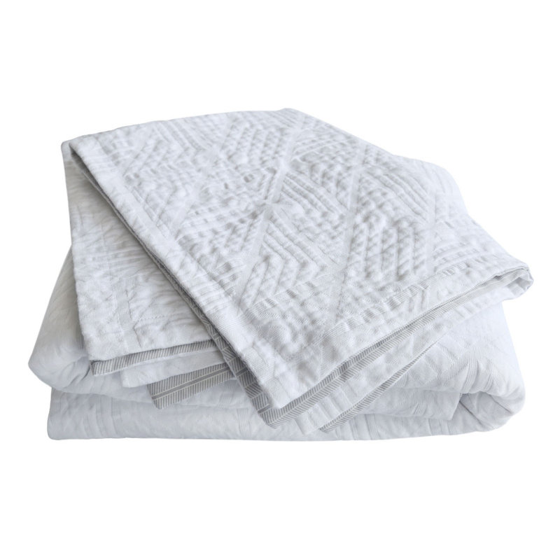 King Size White Cotton Geo Duvet Cover Set