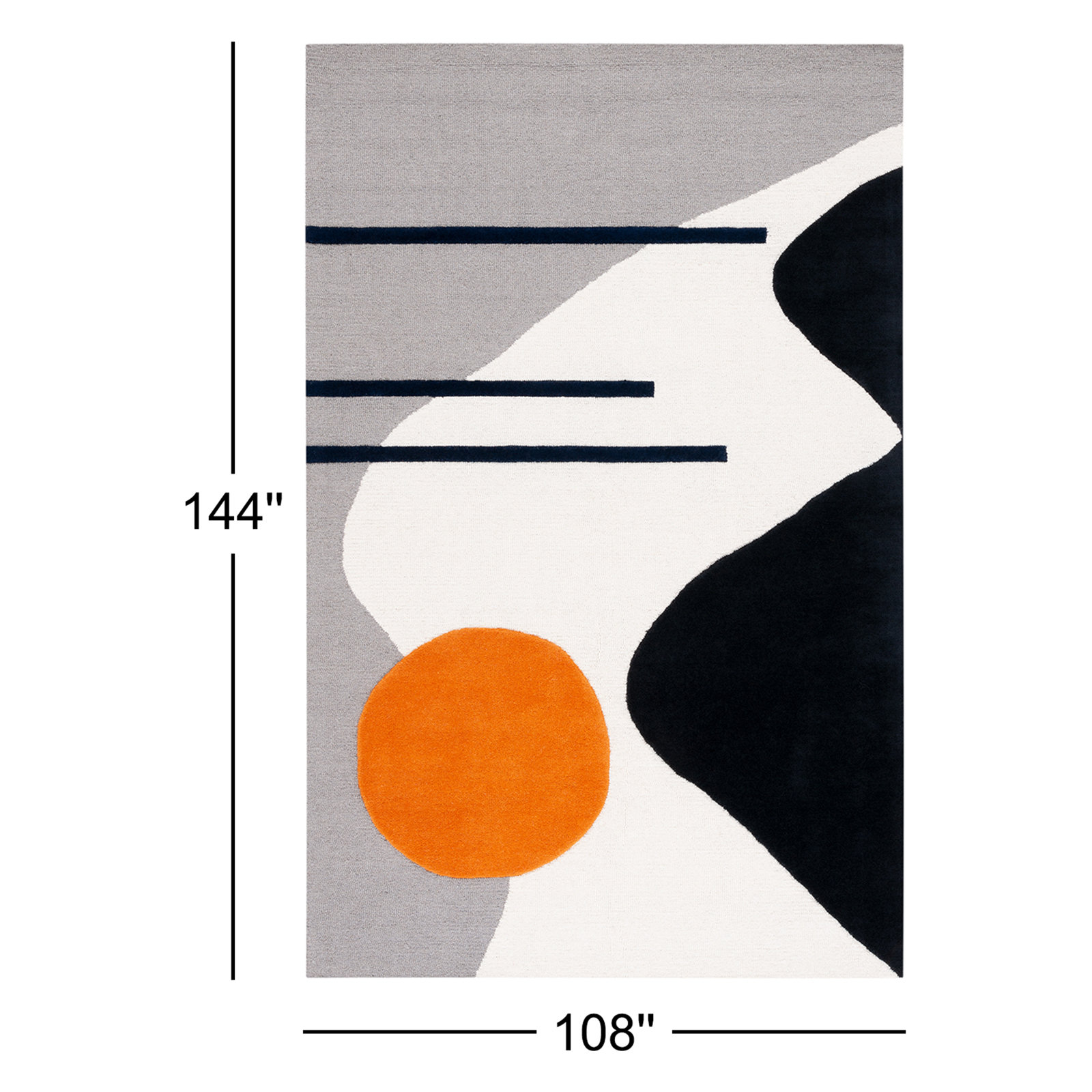 Felipe Handmade Wool Gray/Black Rug, Rectangle 9' x 12'