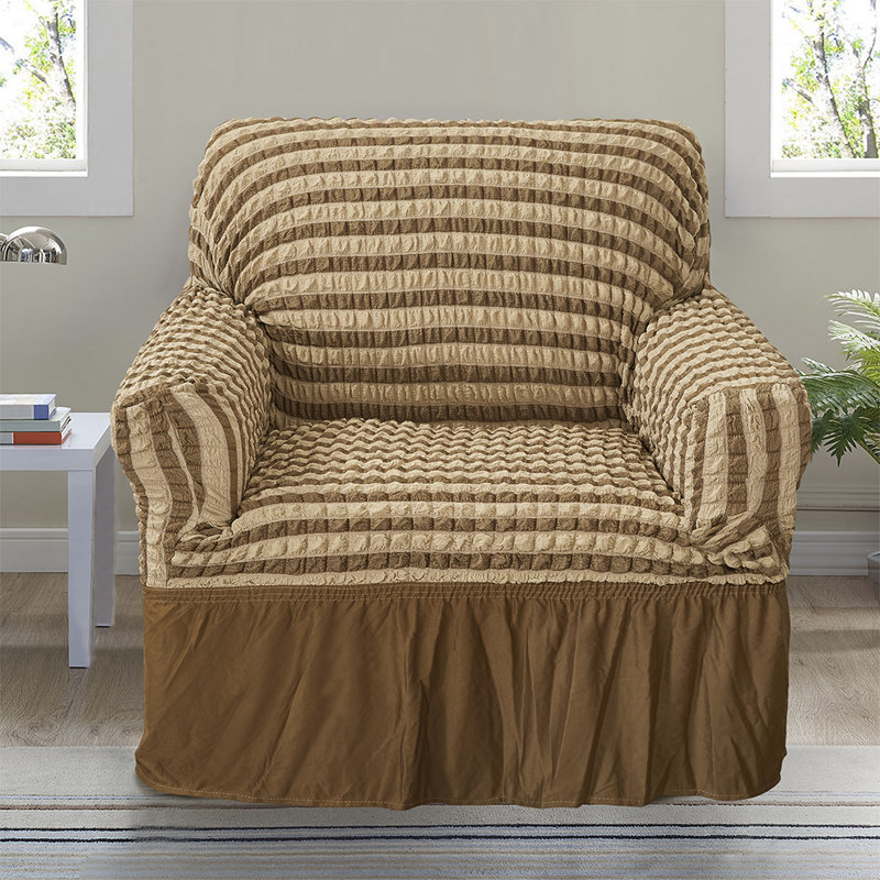 Box Cushion Sofa Slipcover, Brown, 40" H x 55" W x 90" D