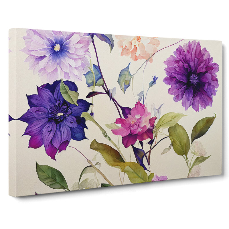 Amazing Watercolour Flowers - Wrapped Canvas Print, 35cm H x 50cm W x 3cm D