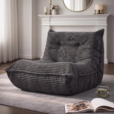 Fauteuil à billes en mousse à mémoire de forme avec rembourrage, canapé ergonomique en velours côtelé Fireside (vert), mousse à mémoire de forme, sans assemblage, chauffeuse au sol, dossier, texture velours côtelé, salon et chambre à coucher