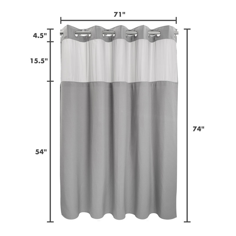 Rideau de douche Ramjani Waffle Weave, Gris, H 74 po x l 71 po