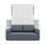 Lit escamotable double pleine grandeur avec canapé et armoires de rangement, lit mural peu encombrant pour bureau à domicile et chambre d'amis-792471007