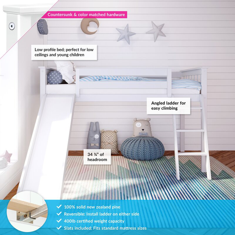 Lit mezzanine simple Janorris, pour enfants, Blanc