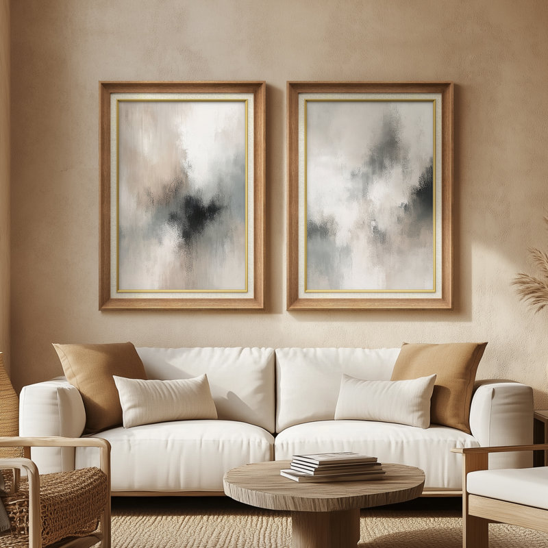 Ensemble de 2 reproductions d'art murales encadrées 26 "x 36", Naturel