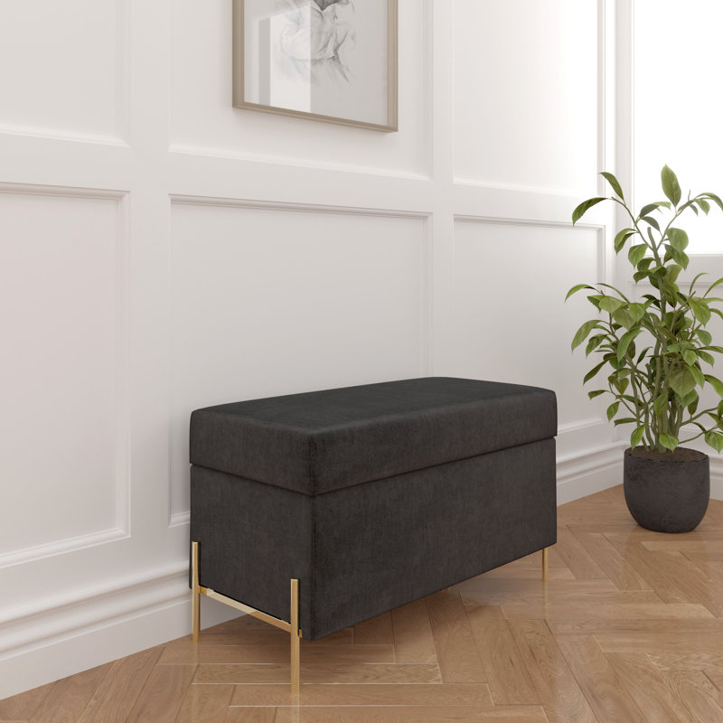 Overton Casablanca Upholstered Storage Bench, Black