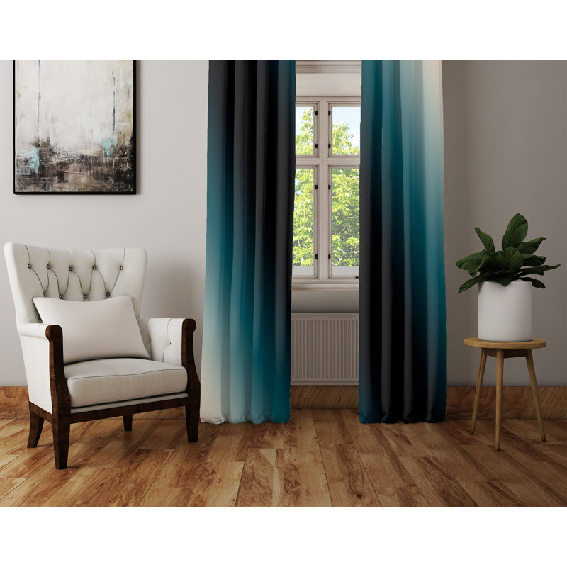 Angecourt Semi Sheer Curtain Panel Pair, Blue/Grey/White, 40" W x 52" L