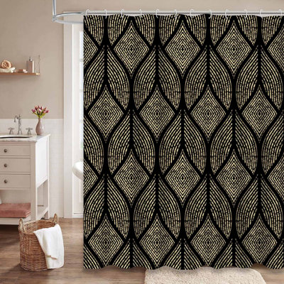 Rideau de douche imperméable à l'eau avec 12 crochets Luxe Geo
