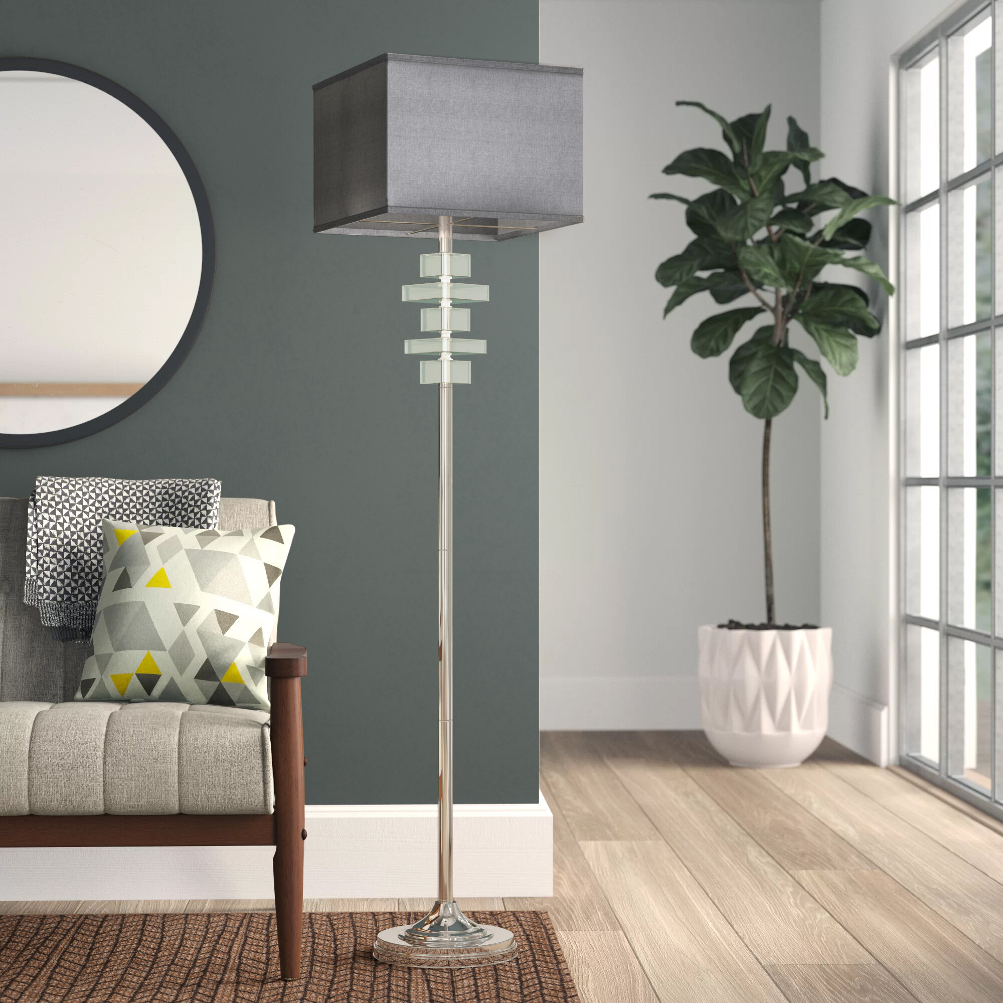 of Raney 60'' Chrome Traditional Floor Lamp & Reviews | Wayfair
