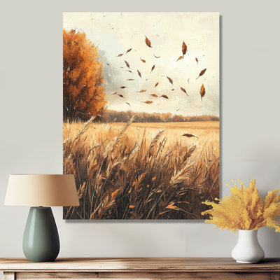 Joelle Windy Meadow Prairie Leaves III - feuilles, art mural pour le salon