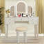 Ensemble de coiffeuse en miroir avec lumière DEL AGODY, ensemble de coiffeuse de chambre à coucher de couleur blanche pour chambre à coucher / salle de maquillage, bureau de travail pour femmes, ensemble de meuble pour fille, maquillage de coiffeuse