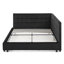Structure de lit double capitonnée pleine grandeur, structure de canapé-lit avec dossier et accoudoirs confortables, lit double pour chambre à coucher, salon-241918473