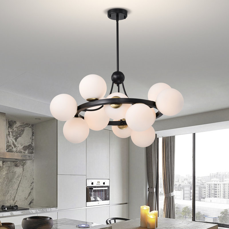 Lustre moderne Spoutnik 30 pouces avec finition noire mate Conchetta