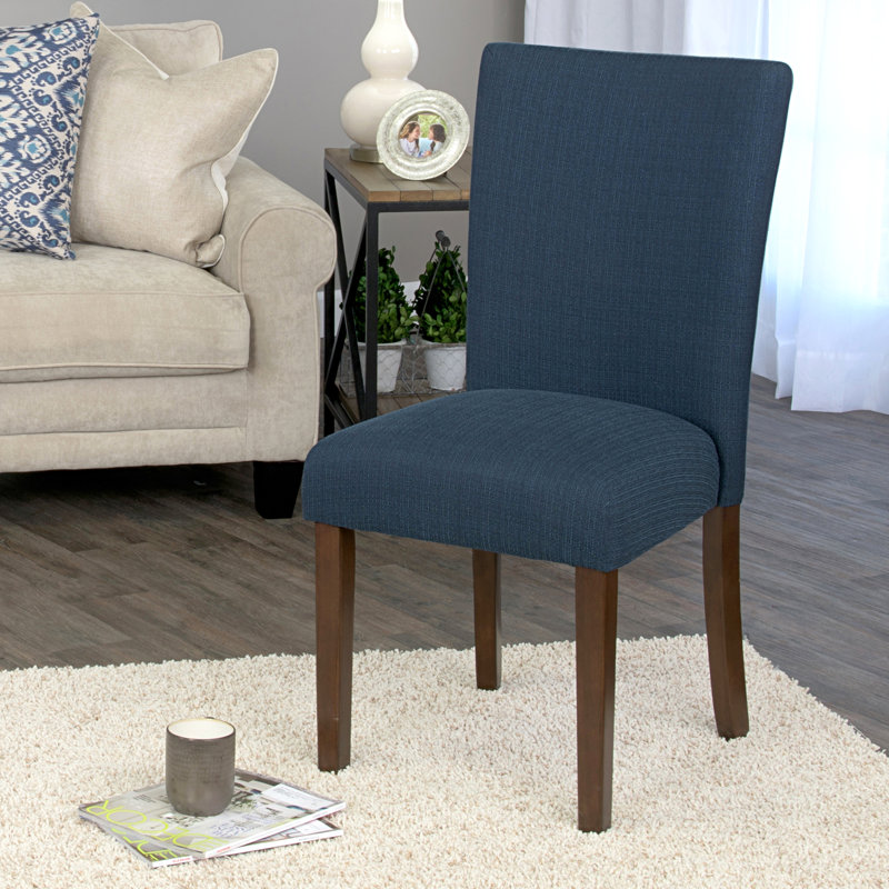 Carista Upholstered Parsons Dining Chair, Textured Blue