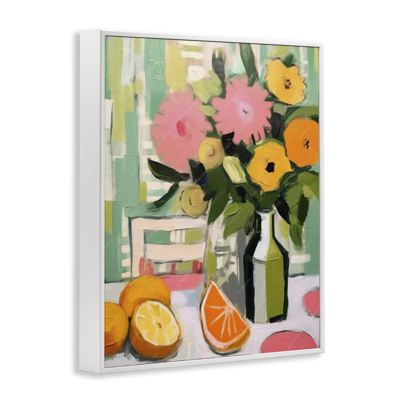  «Citrus Slices & Bouquet», art de la giclée encadrée par LSR Design Studio, H 20 po x l 16 po, Blanc