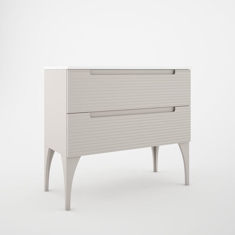 Meuble-lavabo sur pied simple 40 po avec comptoir en céramique Moncler, Beige
