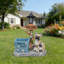Statue de jardin de bouledogue français