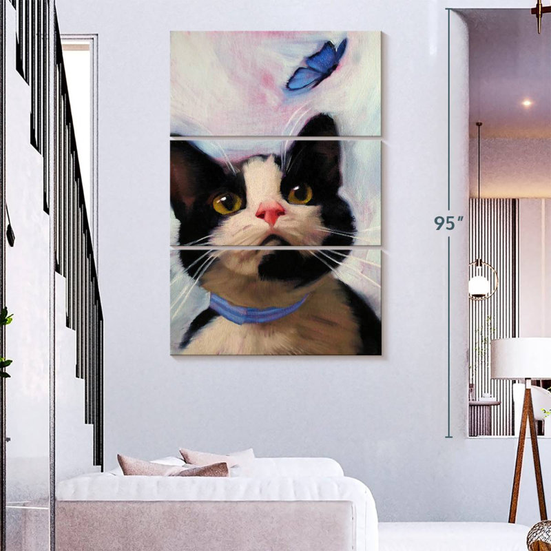 Chat et papillon Brampt, H 74 po x l 48 po