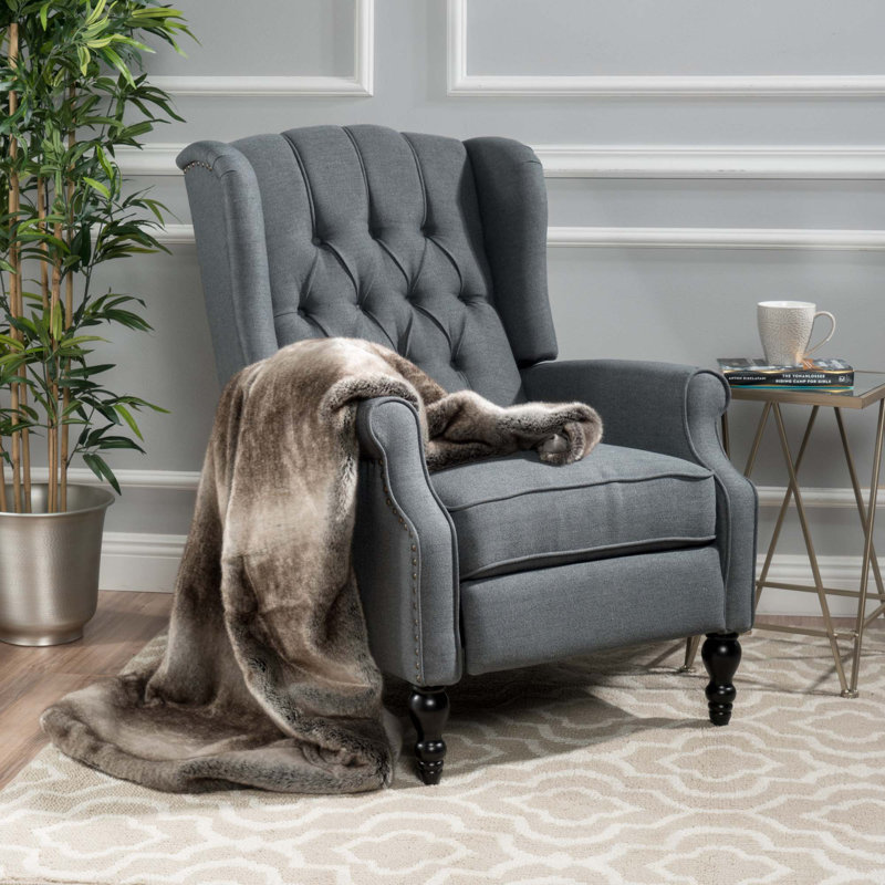 Fauteuil inclinable capitonné en tissu, Tissu gris anthracite
