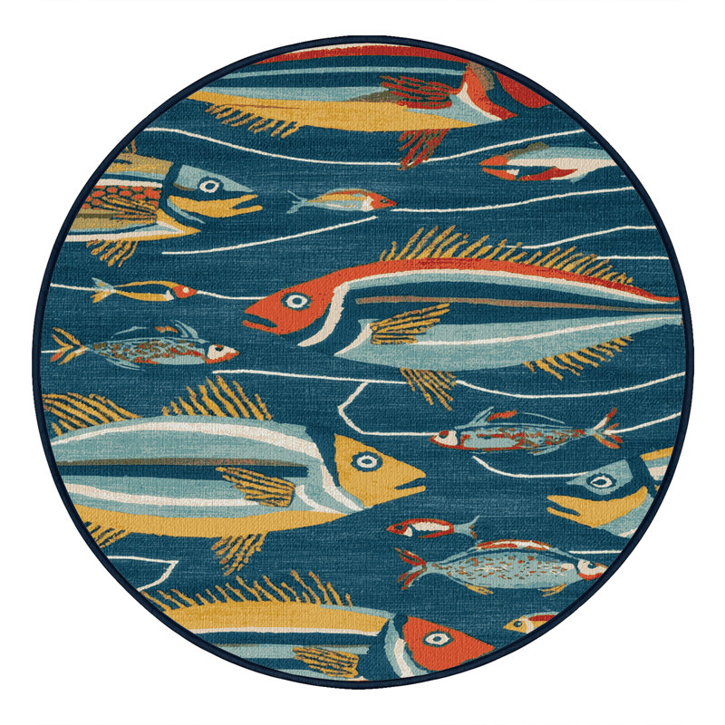 Tapis de plage contemporain lavable, Rond 5 pi