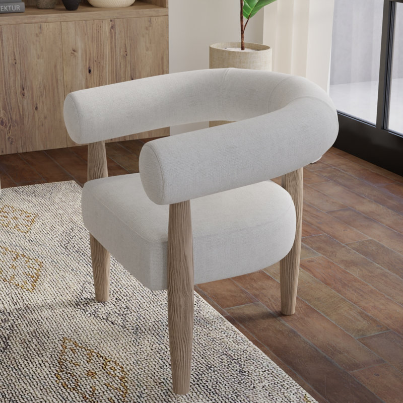 Fauteuil large de 29 po Binu, Mélange de polyester crème
