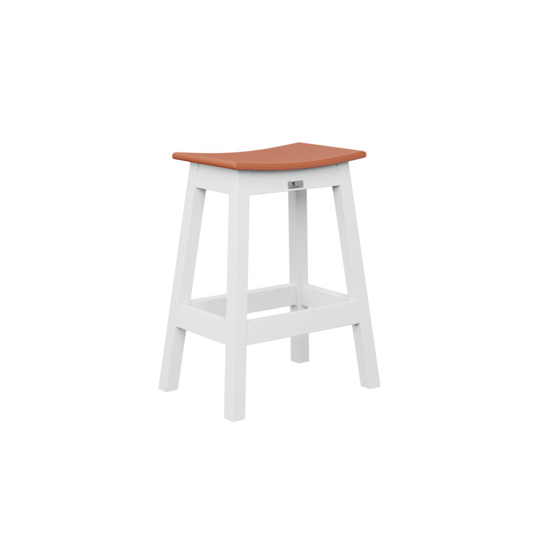  Tabouret de comptoir régulier avec plateau orange et base blanche, Orange mangue, 24.75"