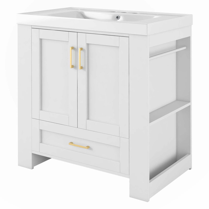 Meuble-lavabo simple 29,50 po avec plateau en résine Fabi