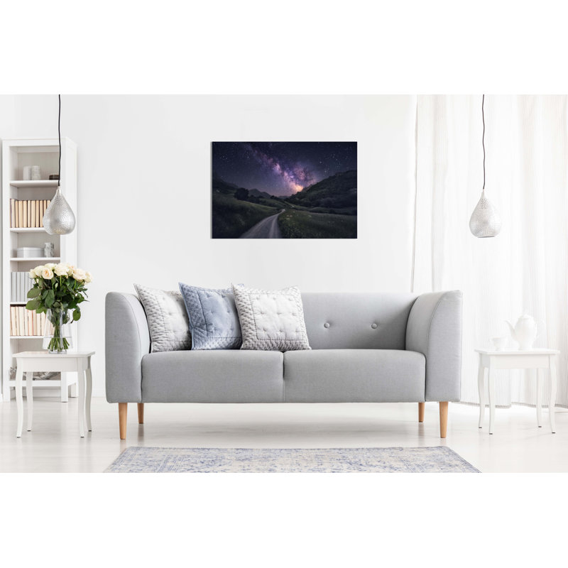 Dark Blue Night Sky Path To The Stars - Wrapped Canvas Print, 20cm H x 31cm W