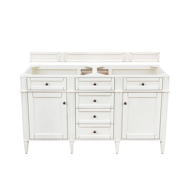 Brittany 60'' W Double Vanity, Carrara White, Bright White, 8" Widespread