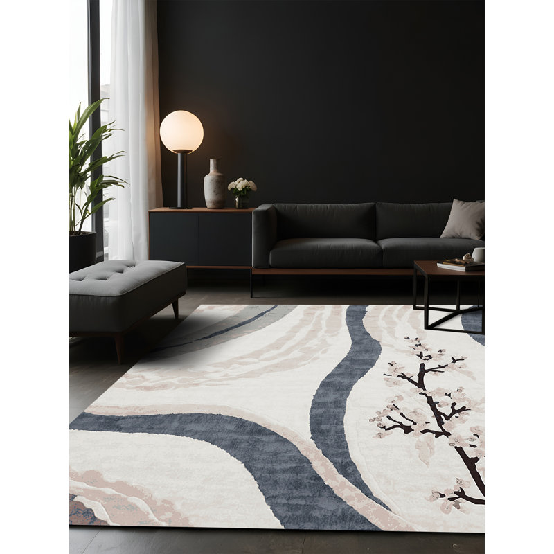 Tapis gris soyeux et moelleux, Carré 3 pi