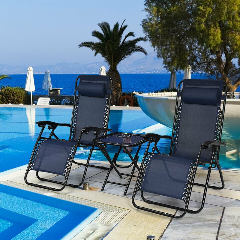 Clemente 33" Long Reclining Zero Gravity and Table, Navy