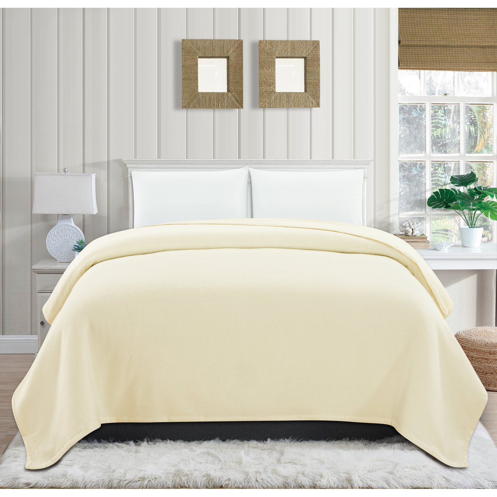 Hand Woven Throw Blanket, 90" W x 90" L, 6, Beige