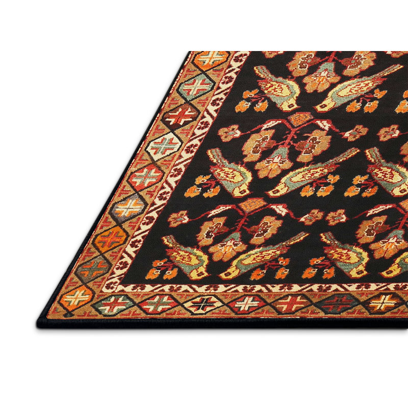 Tapis en laine beige / rouge, Rectangle 7 pi x 10 pi