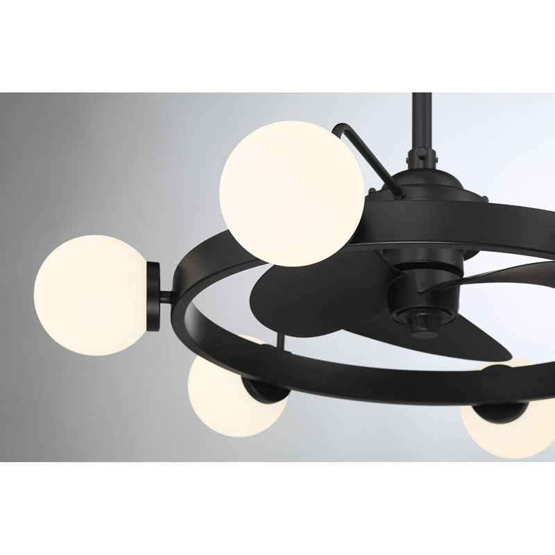 Jataveon 30" LED Fandelier in Matte Black with Remote Control, Matte Black