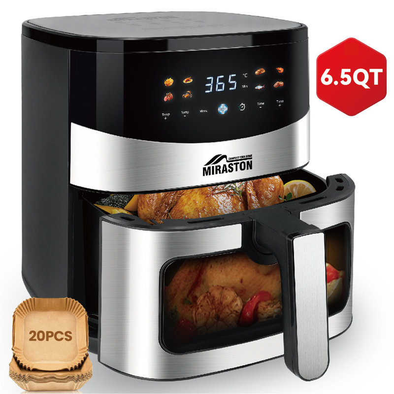 6.5quart Air Fryer, Smart Touch Screen With Color Icons And Viewable Windows, 8 Presets Recipes & Manual Adjustments For Quick Easy Meals, Dishwasher-safe, For Family, Party