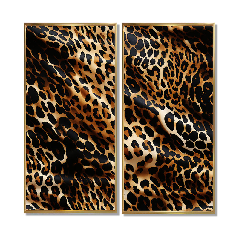 Victorian Elegance Leopard - Large Leopard Wall Decor, 32" H x 32" W, Floater Framed Print, Gold