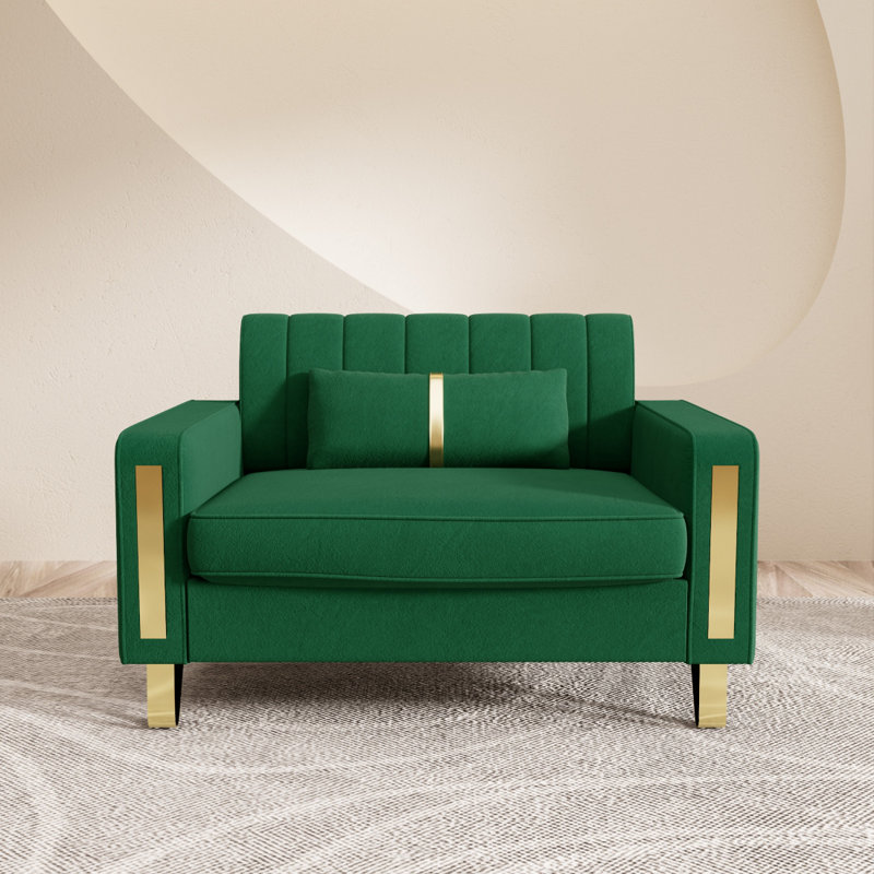 Canapé simple 48,62 po moderne en velours pour le salon, Vert