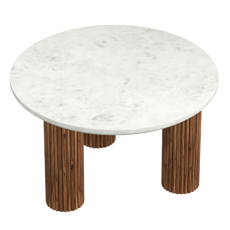Table basse Joshua en noyer et blanc, Blanc/noyer